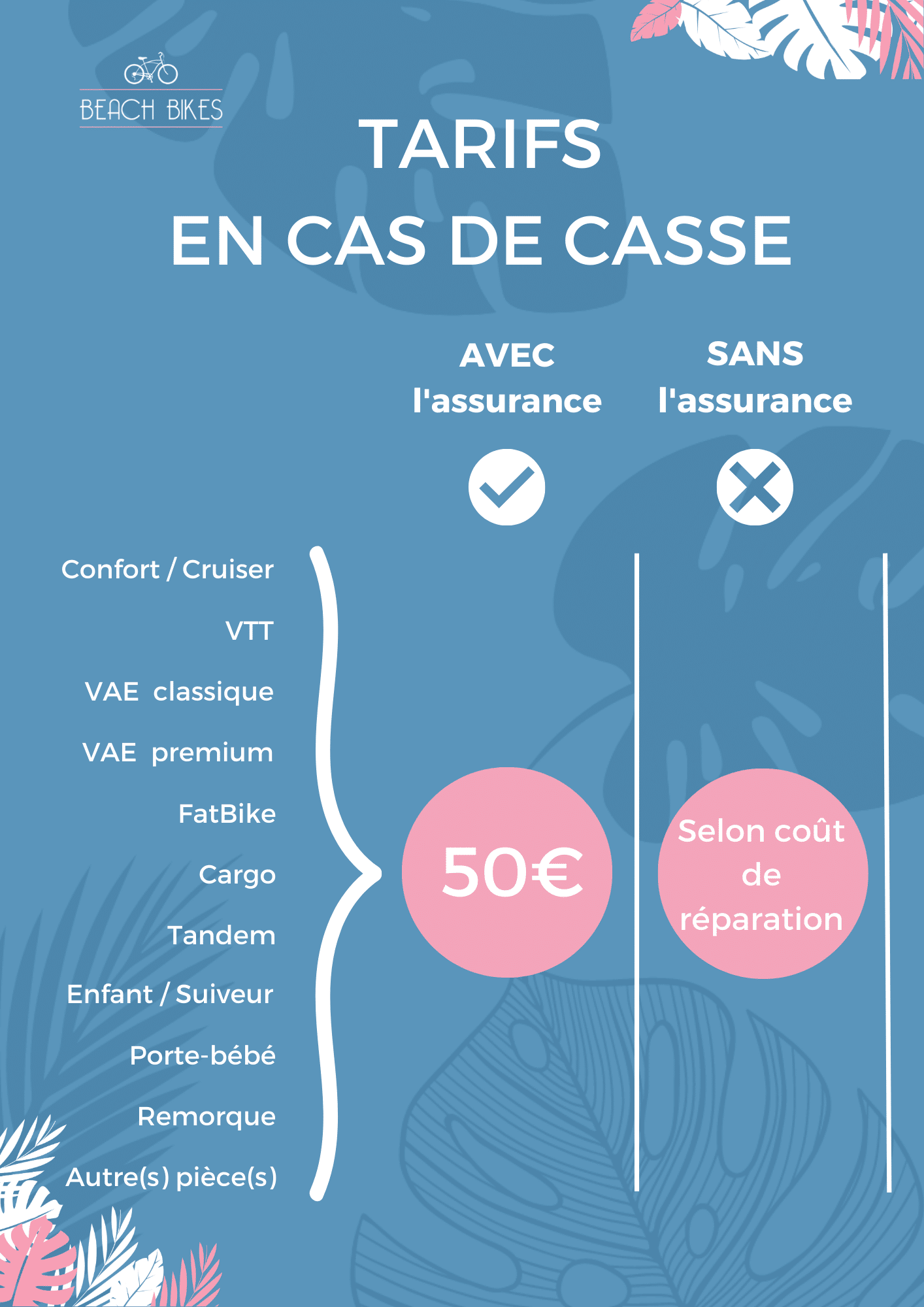 TARIFS EN CAS DE CASSE